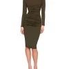 Susana Monaco Crisscross Mock Longsleeve Dress in Hunter - women
