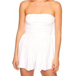 Susana Monaco Tube Gathered Romper in White - women